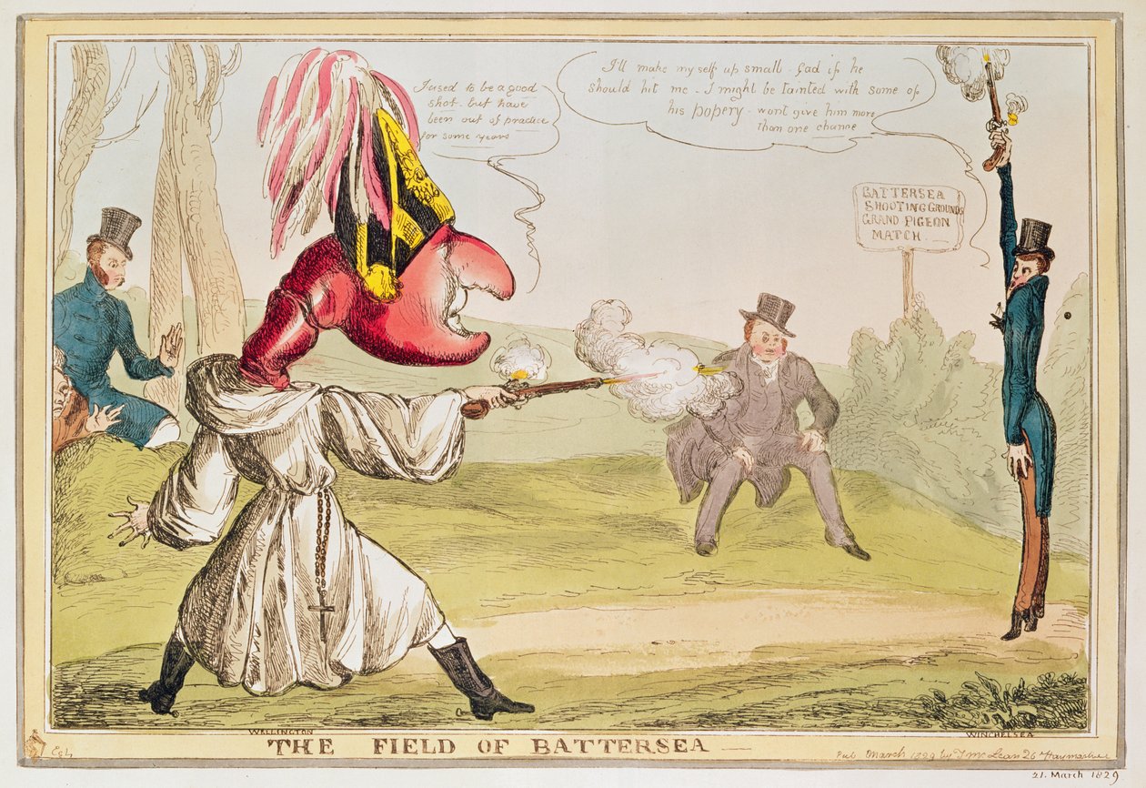 Das Feld von Battersea, 1829 (Farbradierung) von English School