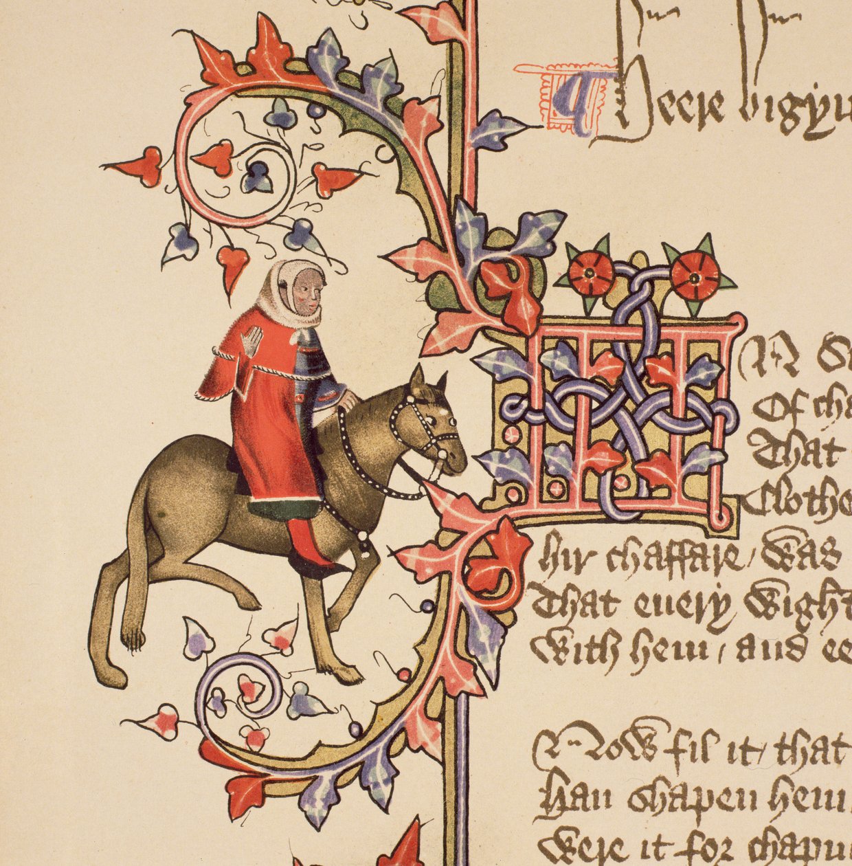Der Rechtsgelehrte (Detail) aus den Canterbury Tales von Geoffrey Chaucer, Ellesmere Manuskript, Faksimile-Ausgabe, 1911 von English School