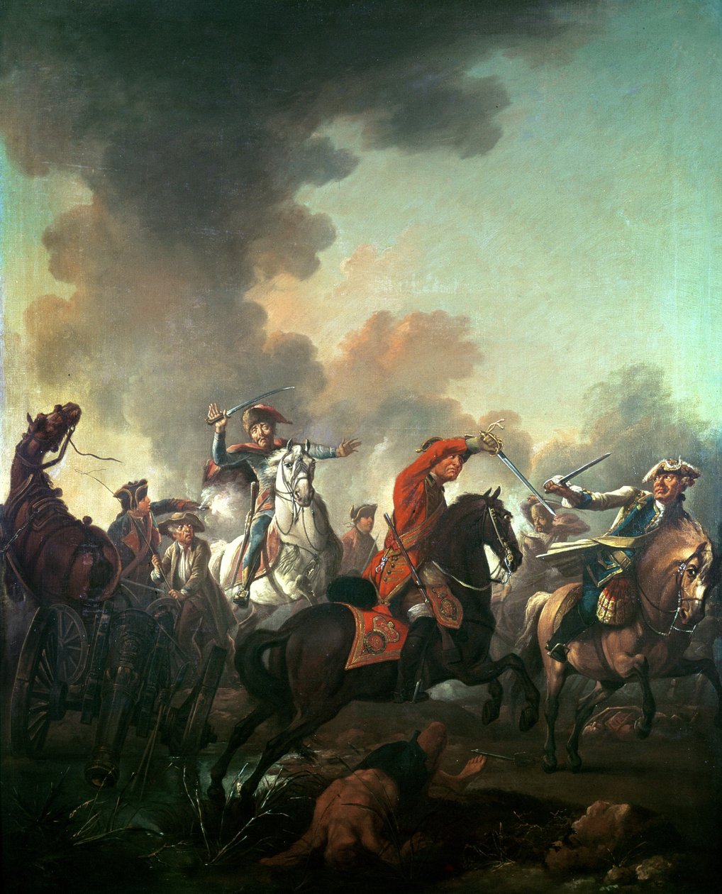 Thomas Brown in der Schlacht bei Dettingen, 27. Juni 1743 von English School