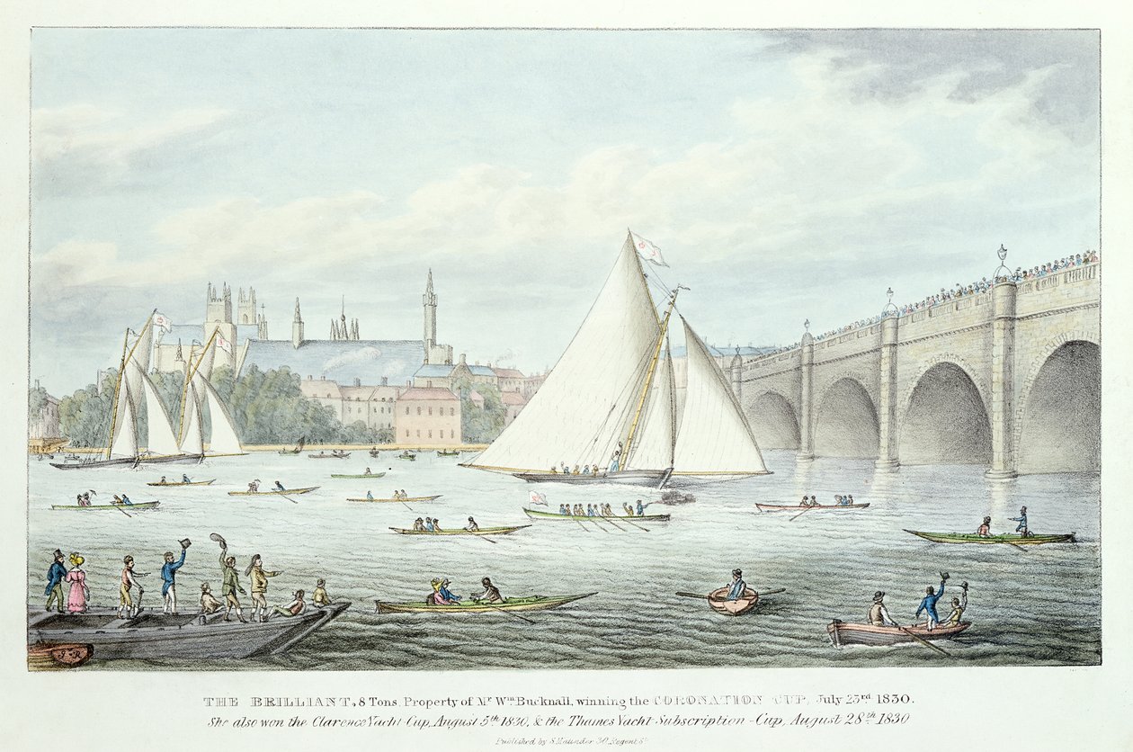 Ansicht von Westminster und der Brücke, mit einem Segelwettbewerb, 1830 von English School