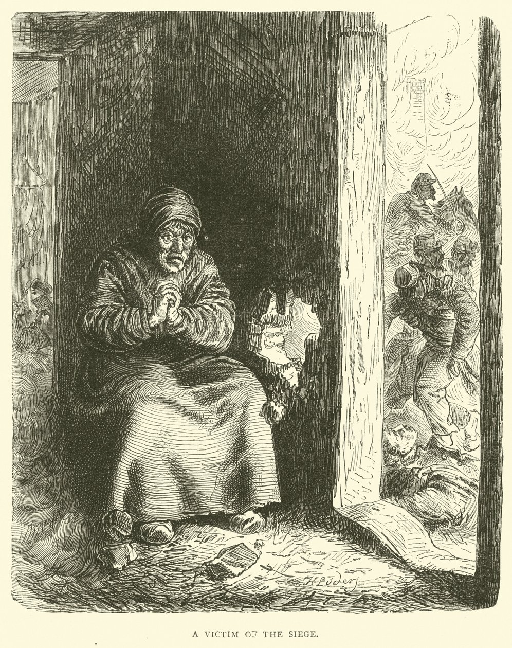 Ein Opfer der Belagerung, Januar 1871 von English School