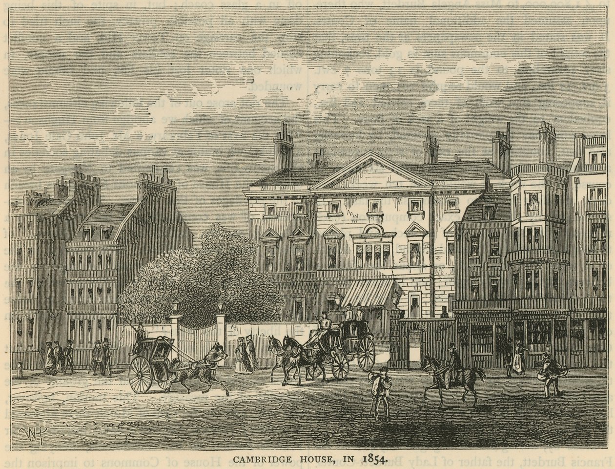 Cambridge House im Jahr 1854 von English School