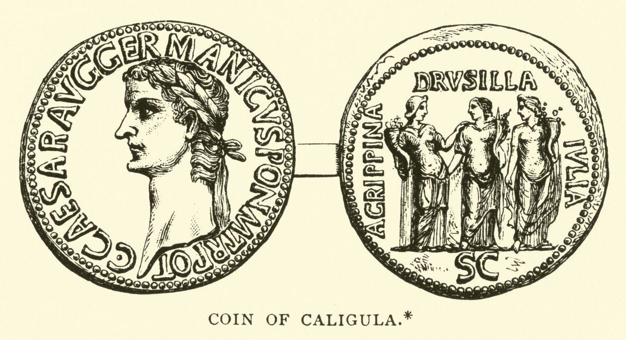 Münze von Caligula von English School