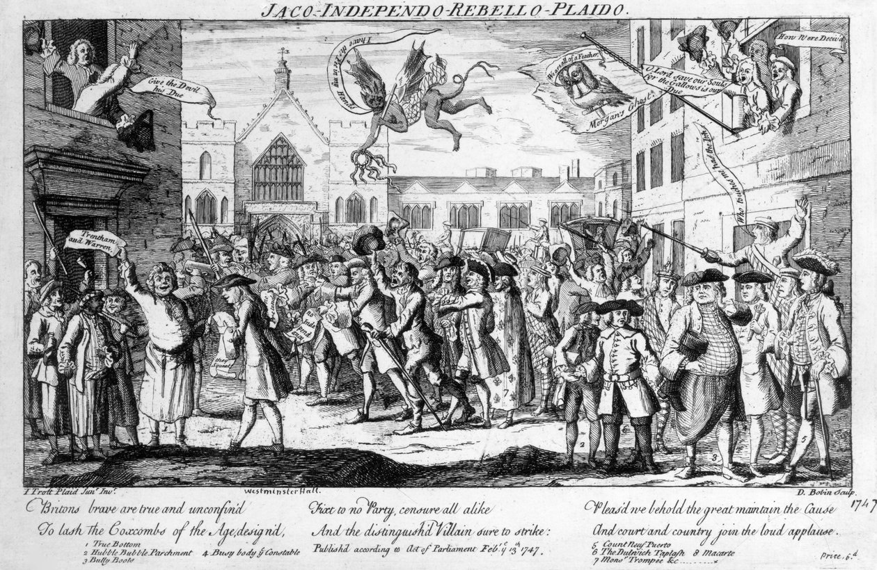 Jaco-Independo-Rebello-Plaido, nach Henry Fielding, 1747 von English School
