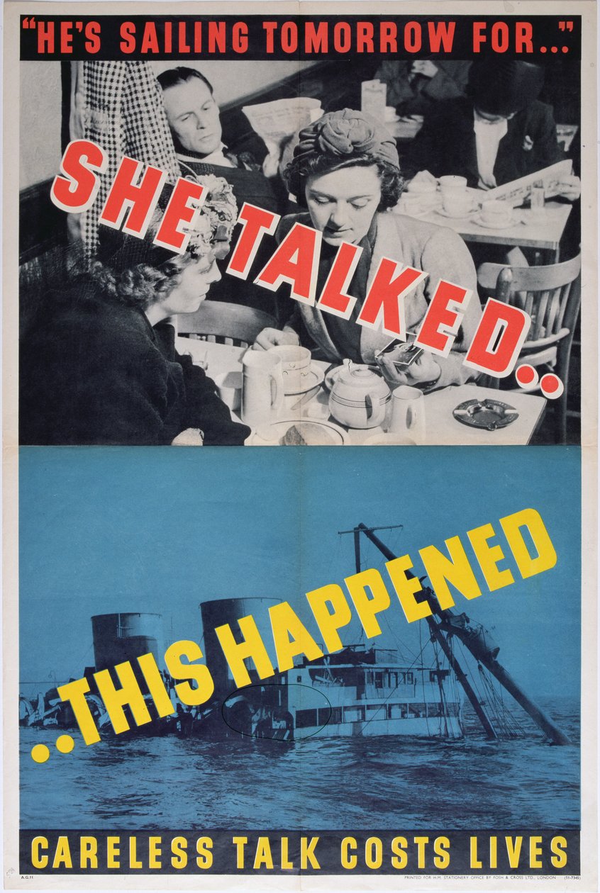 Sie sprach....Das passierte, Zweiter Weltkrieg Plakat von English School