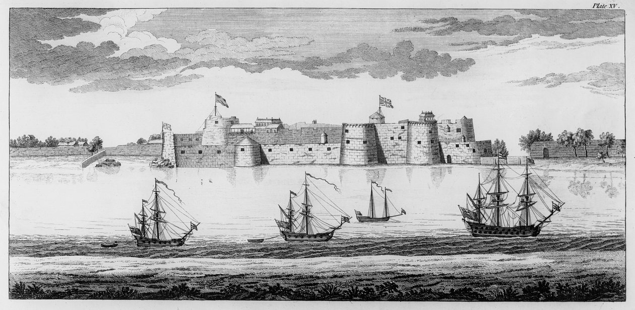 Fort Surat, Gujarat, Indien, ca. 1770 (Stich) von English School