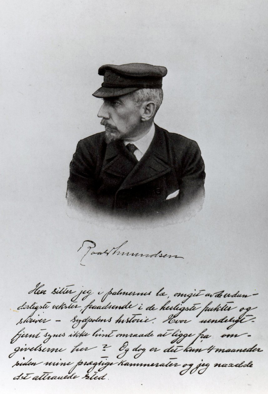Die Eröffnungsseite des Manuskripts von Roald Amundsen von English School
