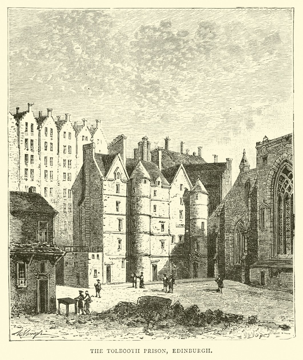 Das Tolbooth-Gefängnis, Edinburgh von English School