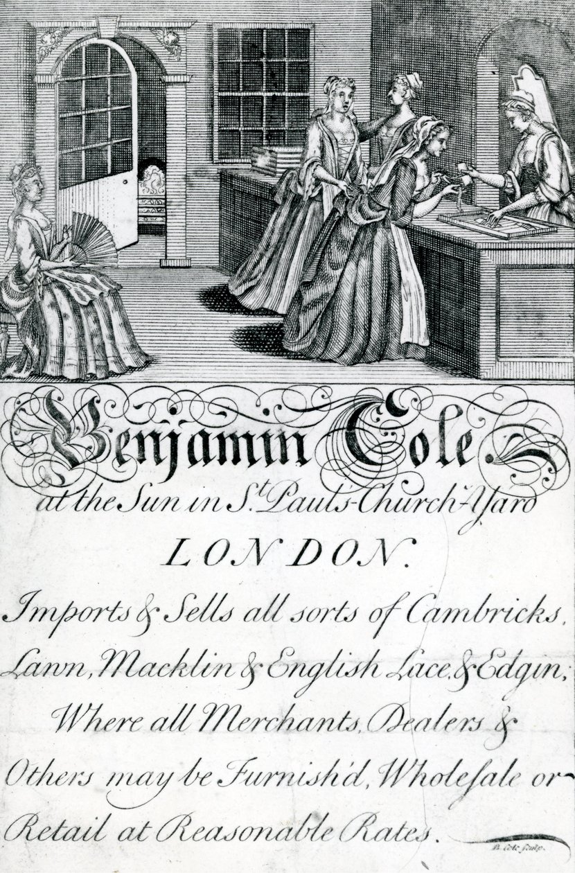 Handelskarte, Benjamin Cole, Londoner Kaufmann von English School