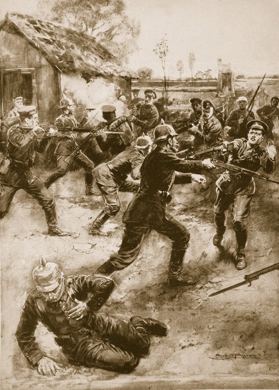 Verwundete Soldaten stürmen die Deutschen - tapfere Tat der Yorkshire Leichten Infanterie, 1914-19 von Ernest Prater