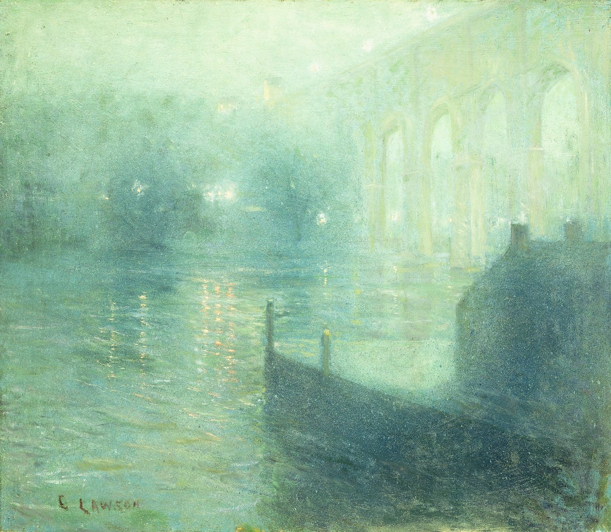 Harlem River bei Nacht von Ernest Lawson