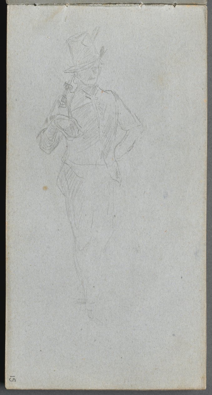 Skizzenbuch, Seite 15: Studie eines Soldaten von Ernest Meissonier