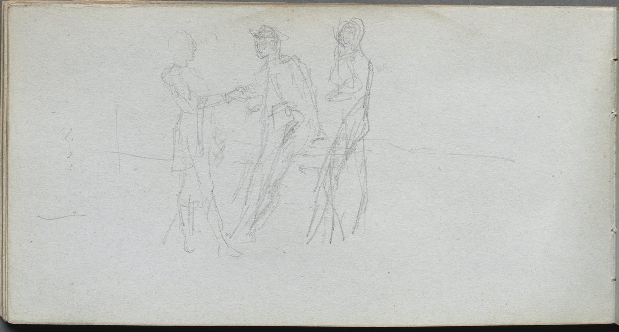 Skizzenbuch, Seite 42: Drei Figuren von Jean Louis Ernest Meissonier