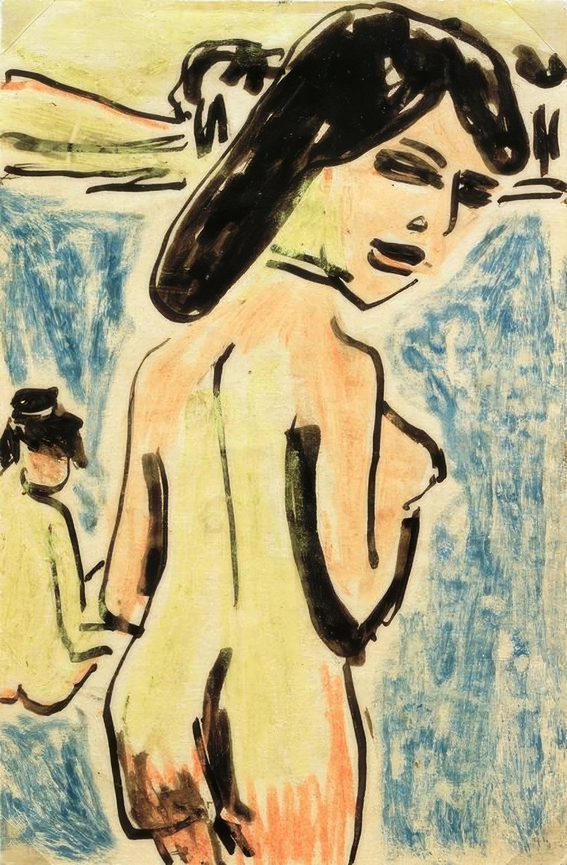 Badende am Teich von Ernst Ludwig Kirchner