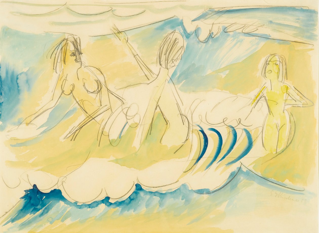 Drei Mädchen im Wasser von Ernst Ludwig Kirchner
