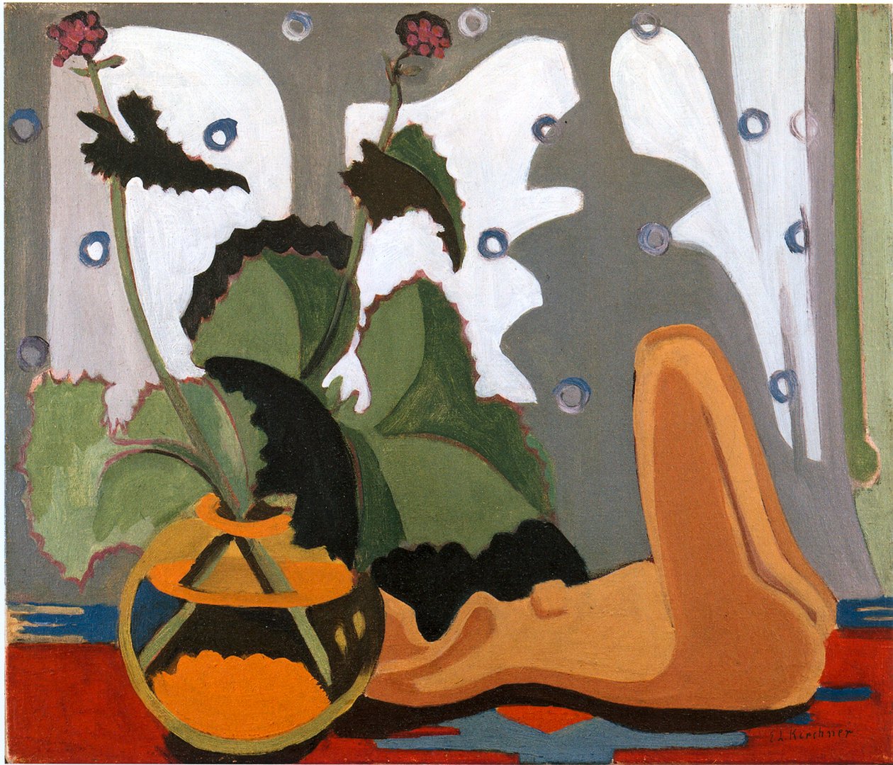Stillleben mit Plastik vor dem Fenster von Ernst Ludwig Kirchner