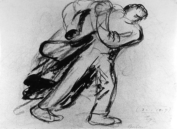 Mann, der seinen Mantel anzieht von Ernst Barlach