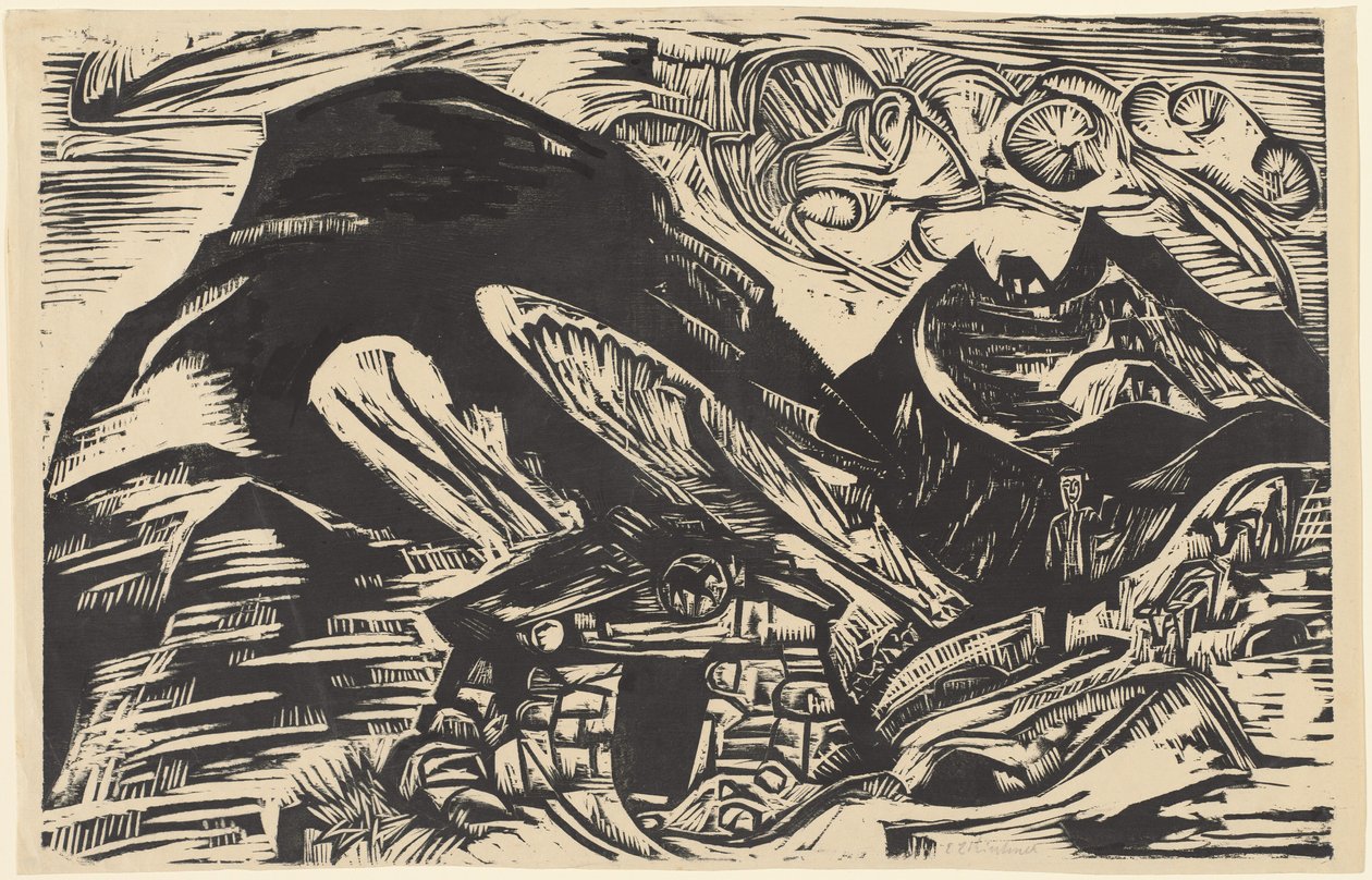 Berge mit einer Berghütte von Ernst Ludwig Kirchner