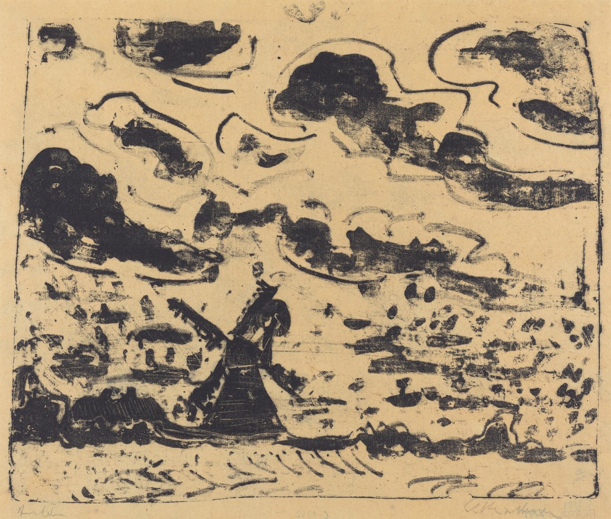 Windmühle bei Burg auf Fehmarn, 1908 von Ernst Ludwig Kirchner