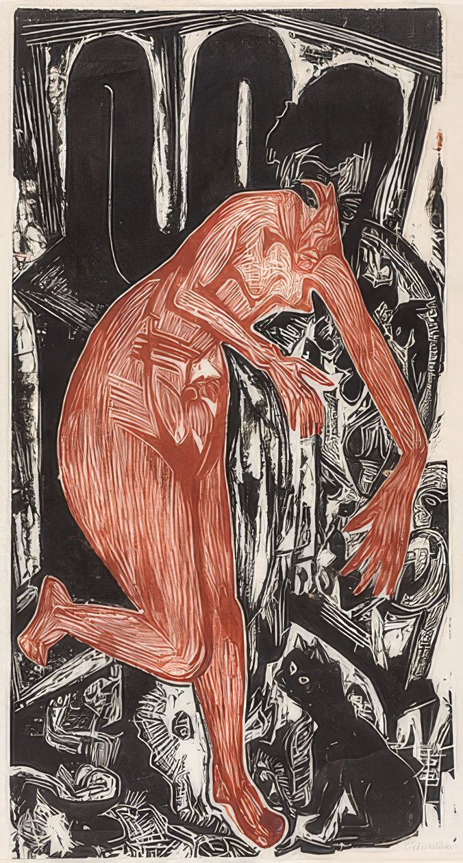Badende Frau am Ofen von Ernst Ludwig Kirchner