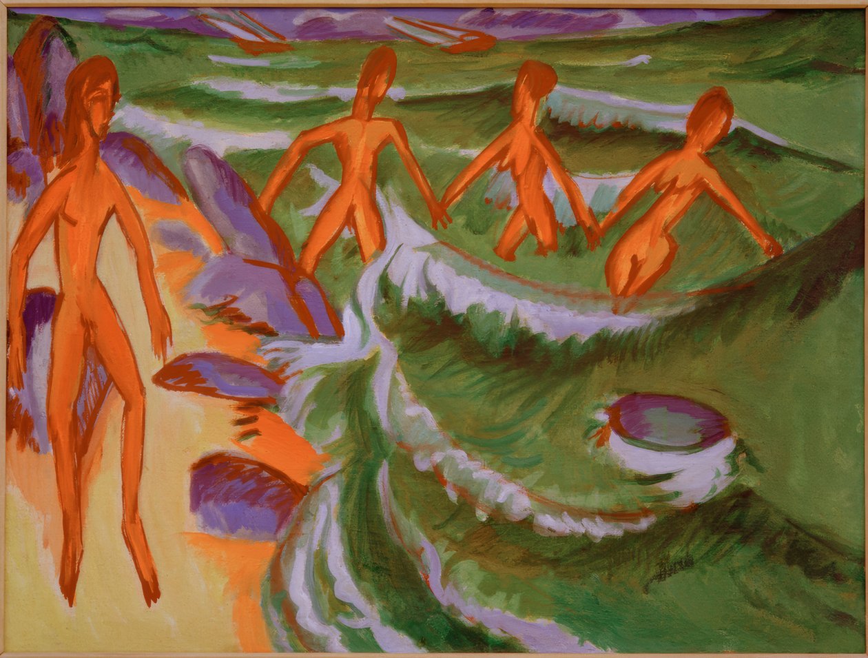 Badende am Strand (Fehmarn) von Ernst Ludwig Kirchner