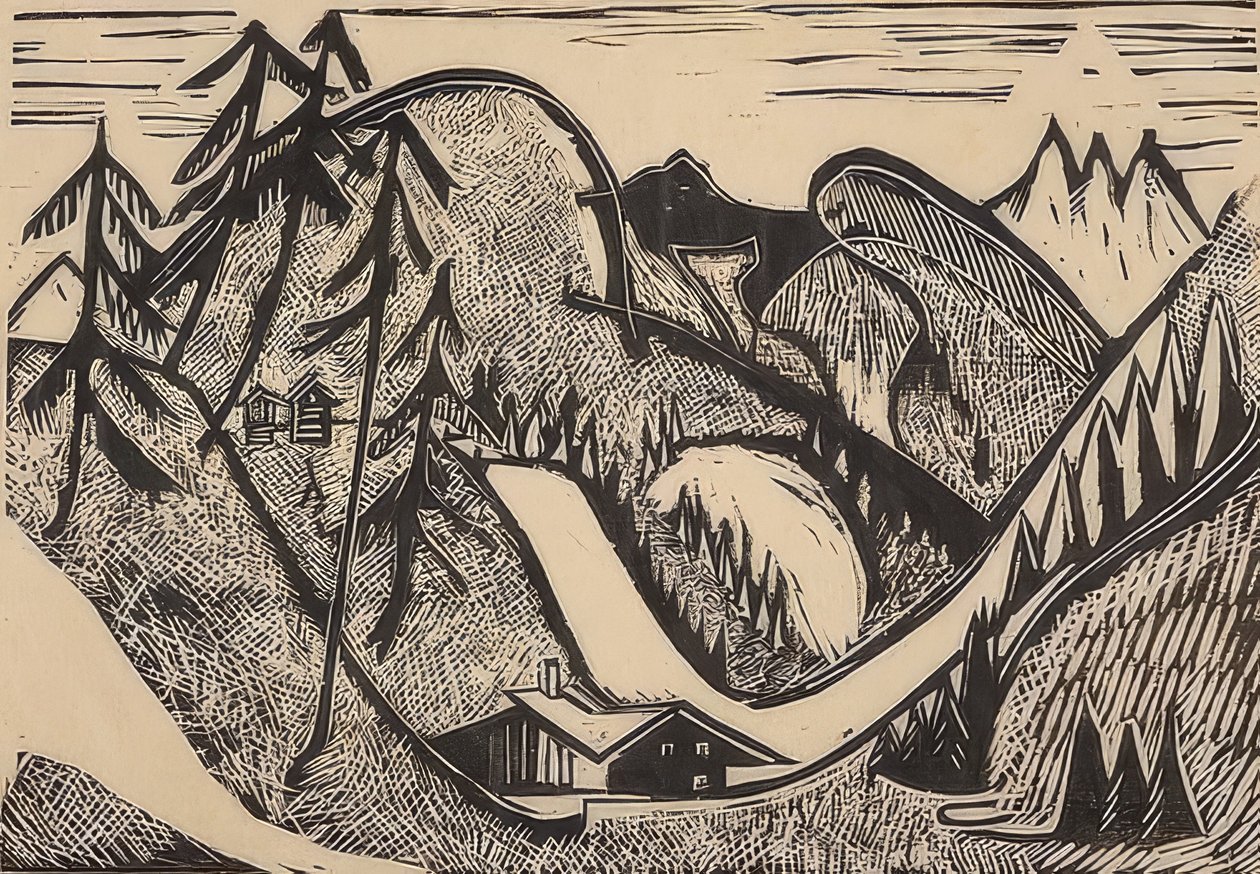 Berglandschaft bei Glarus von Ernst Ludwig Kirchner