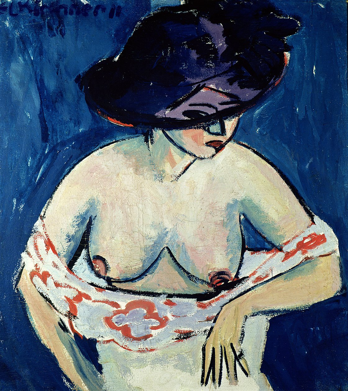 Halbnackte Frau mit Hut, 1911 von Ernst Ludwig Kirchner