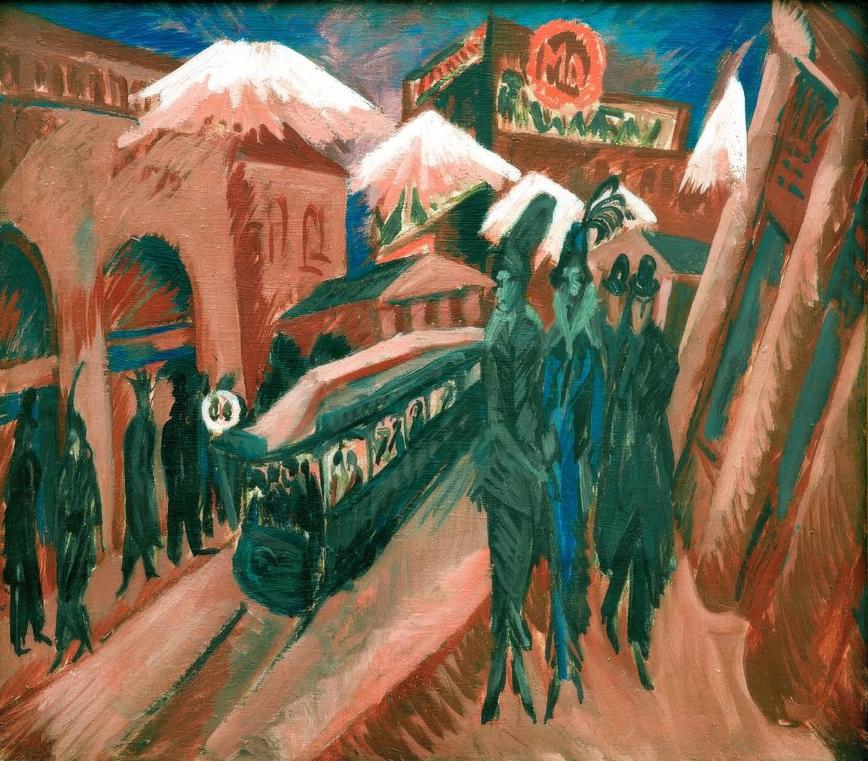 Leipziger Straße mit elektrischer Bahn von Ernst Ludwig Kirchner