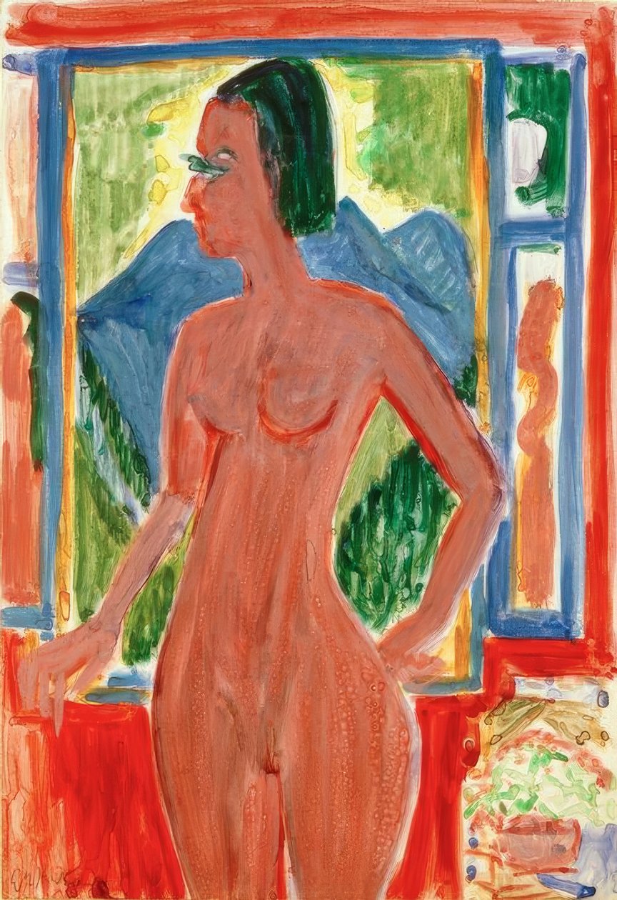 Nackte Frau am Fenster von Ernst Ludwig Kirchner