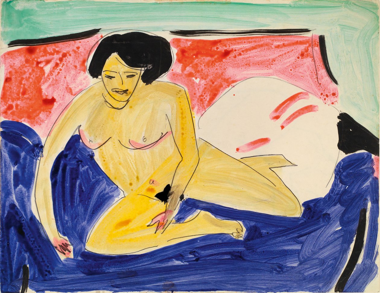 Sitzender Akt auf Divan von Ernst Ludwig Kirchner