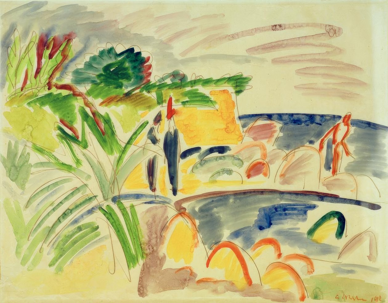Strandszene auf Fehmarn von Ernst Ludwig Kirchner