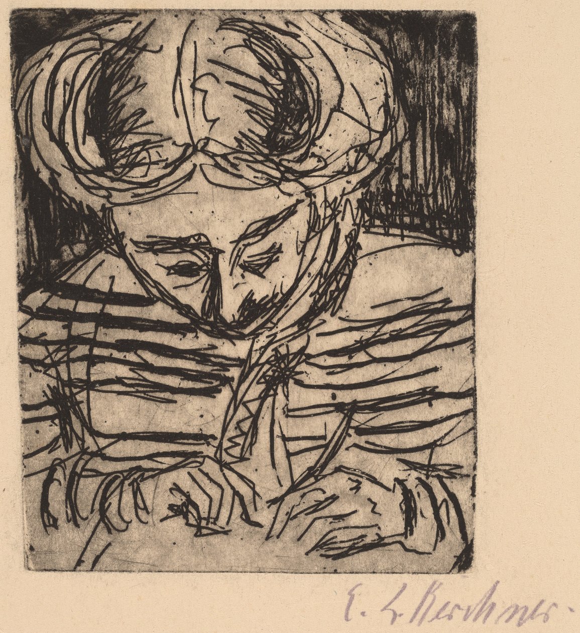 Junges Mädchen beim Zeichnen von Ernst Ludwig Kirchner