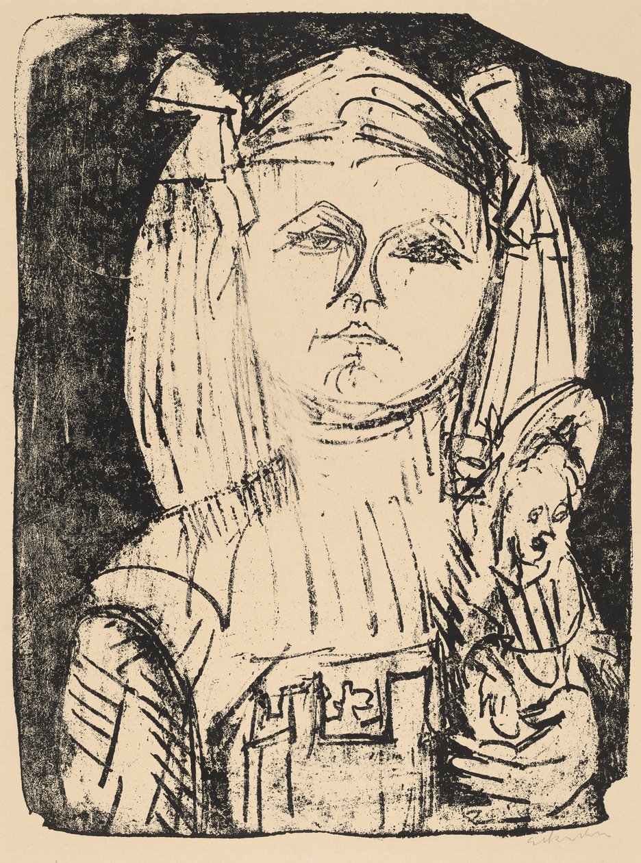 Junges Mädchen mit Puppe von Ernst Ludwig Kirchner