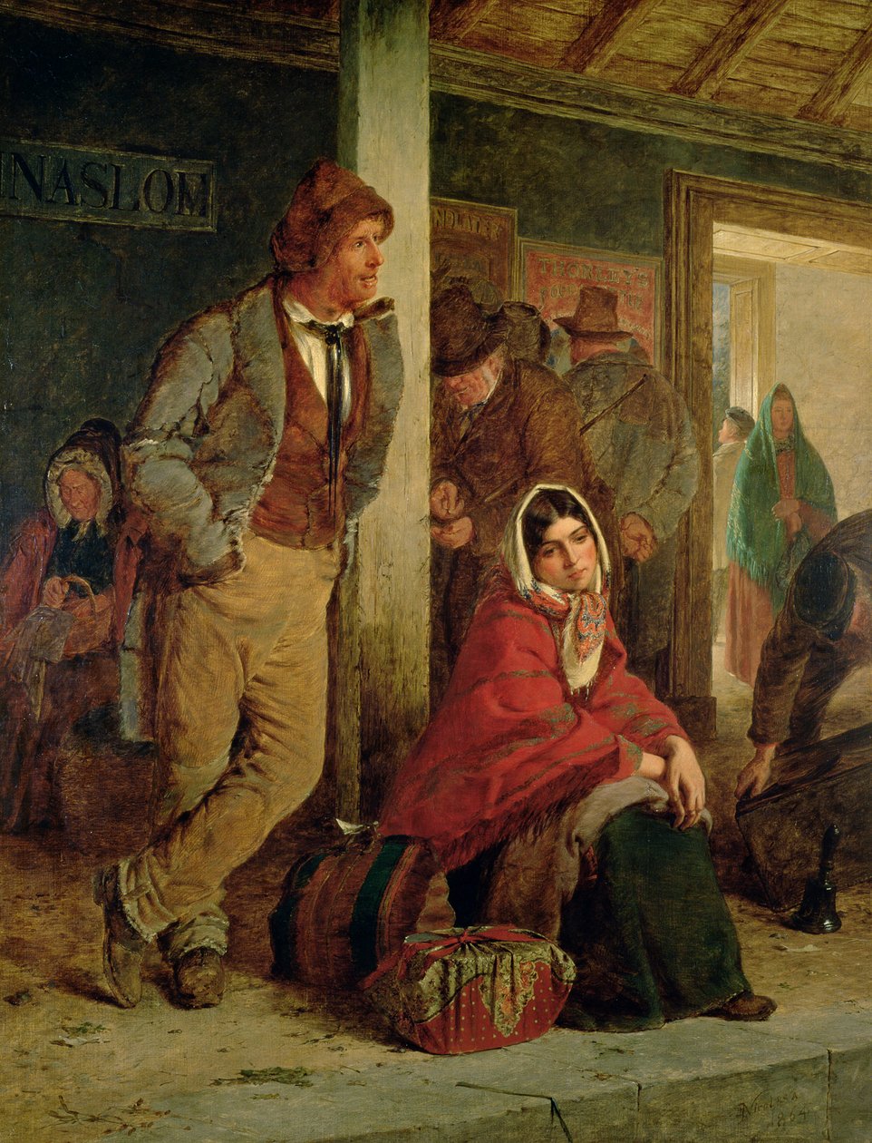 Irische Auswanderer warten auf einen Zug, 1864 von Erskine Nicol