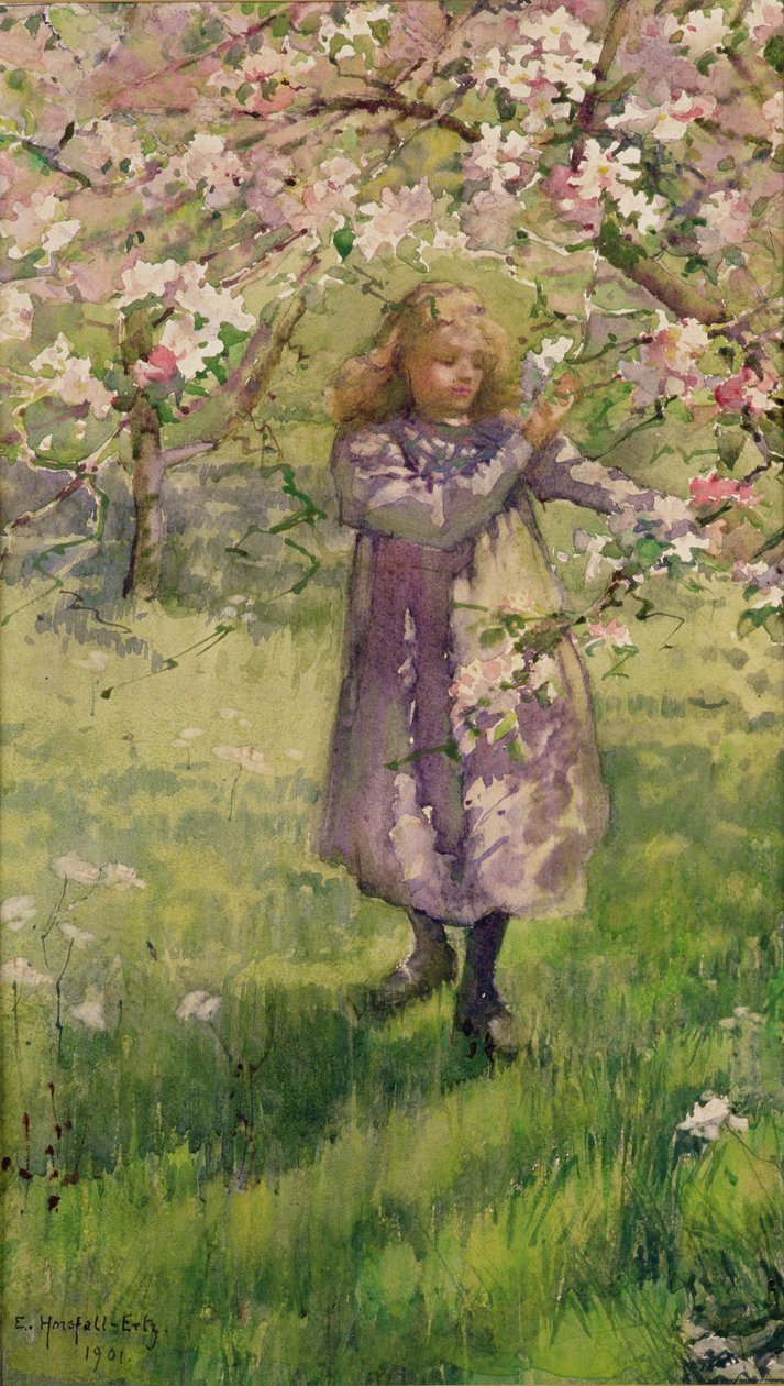 Apfelblüten pflücken, 1901 von Ethel Horsfall Ertz