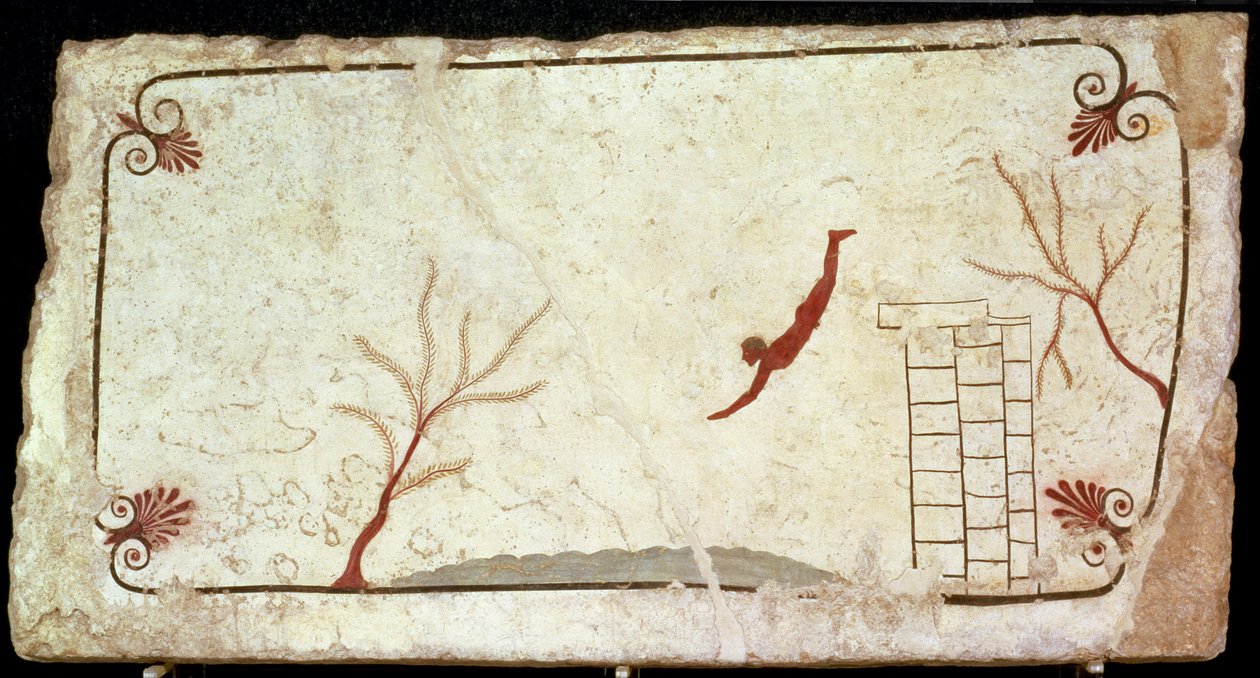 Malerei aus dem Grab des Tauchers vom südlichen Friedhof in Paestum, 480-470 v. Chr. von Etruscan