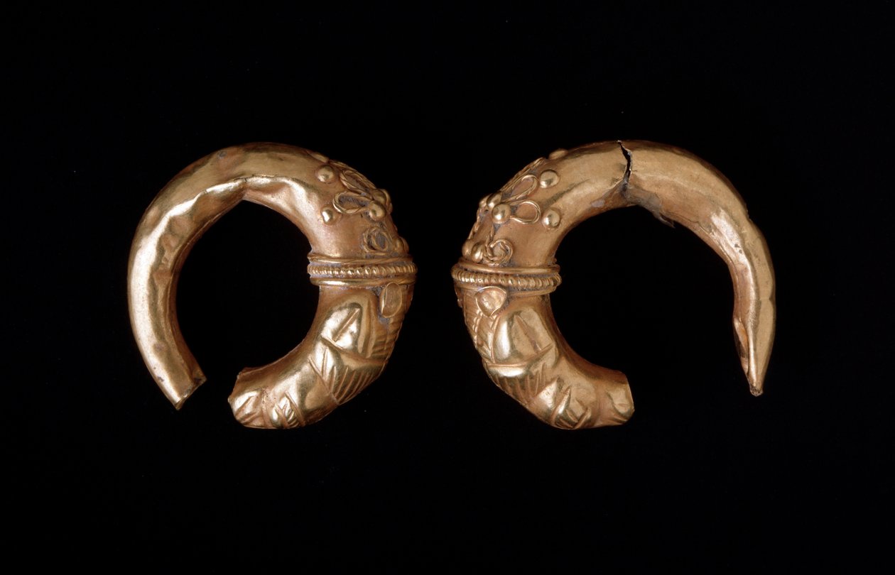 Goldene Ohrringe, 450-400 v. Chr. von Etruscan