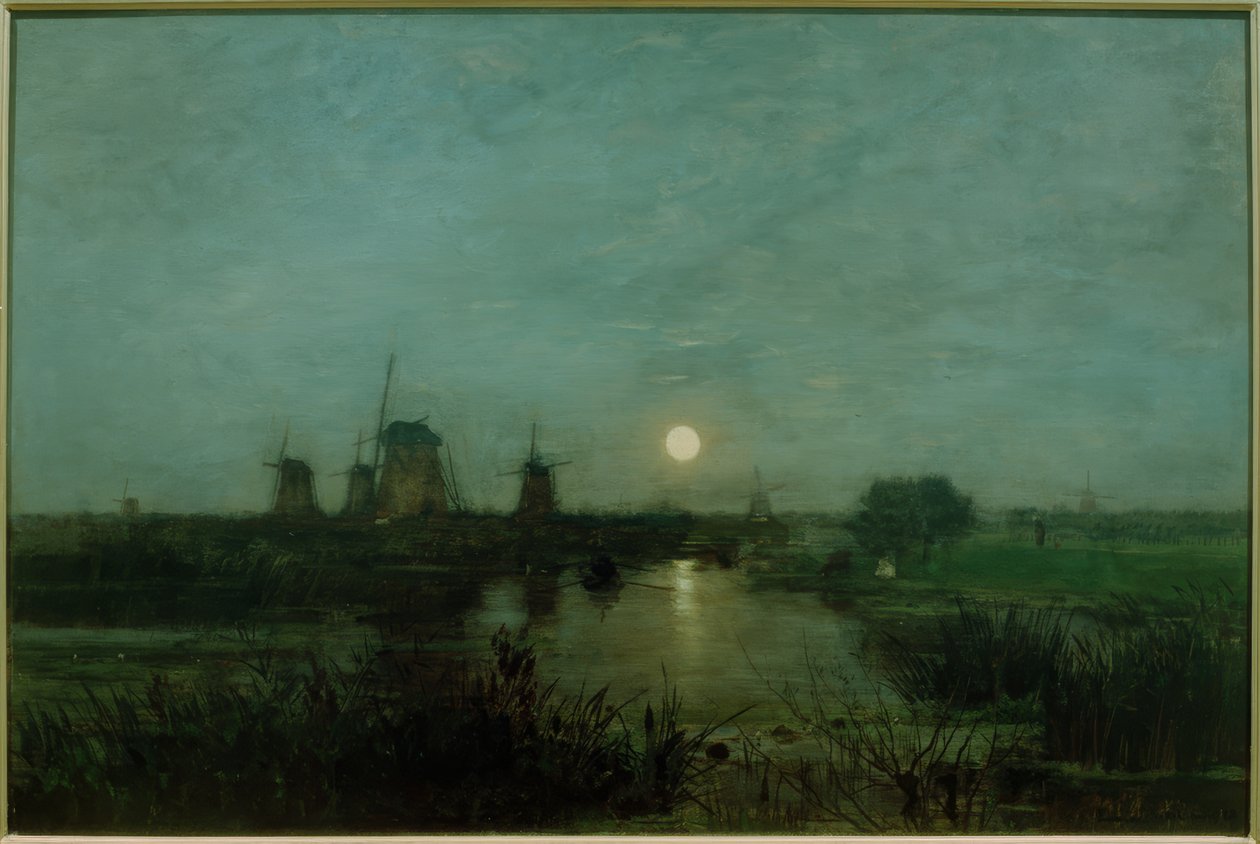 Mondlandschaft in Holland von Eugen Jettel