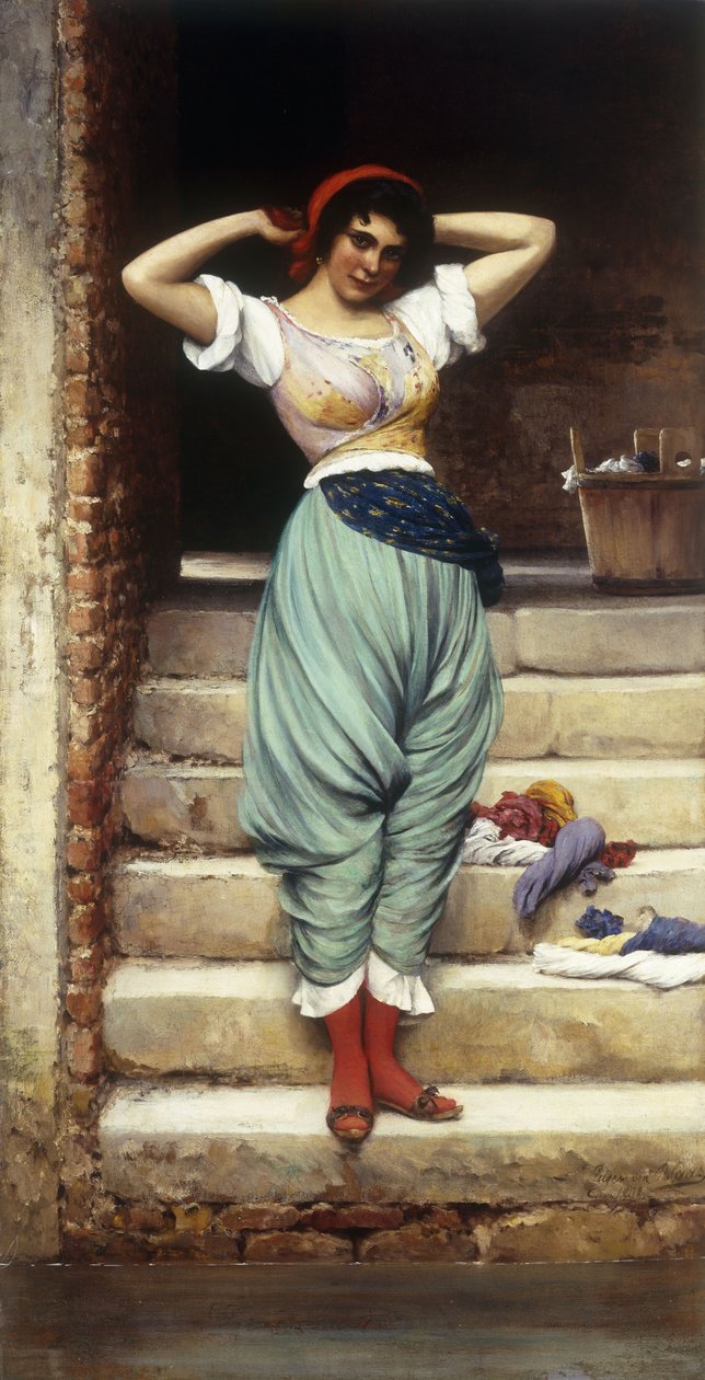 Die Wäscherin, 1878 von Eugen von Blaas