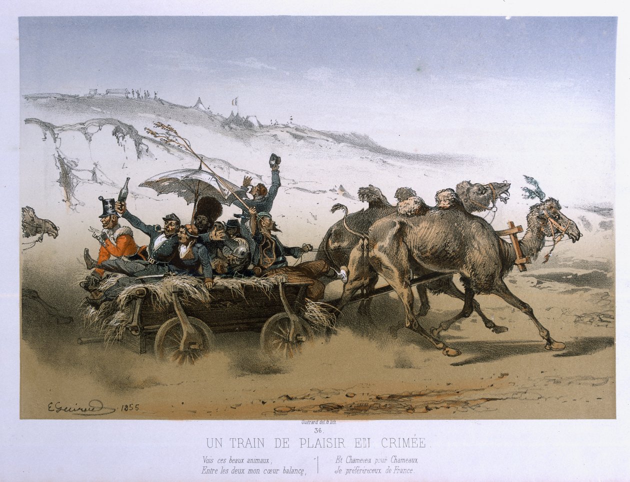 Ein Vergnügungswagen auf der Krim, veröffentlicht von Wild 1854-55 von Eugene Charles Francois Guerard