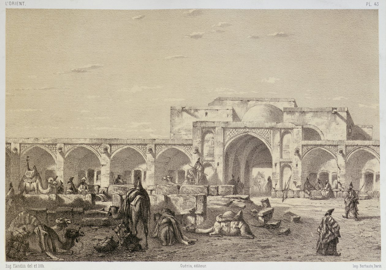 Karawanserei auf der Straße von Isfahan nach Shiraz von Eugene Flandin