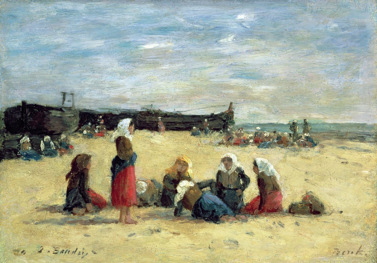 Berck, Fischerfrauen am Strand, 1876 von Eugene Louis Boudin