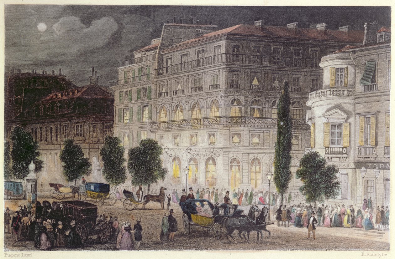 Ansicht des Boulevard des Italiens, graviert von E. Radclyffe, um 1840-50 von Eugene Louis Lami