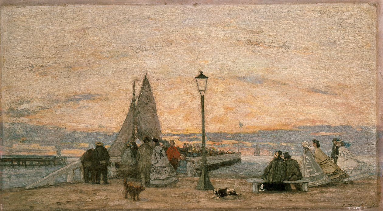Der Steg in Trouville: Sonnenuntergang von Eugene Louis Boudin