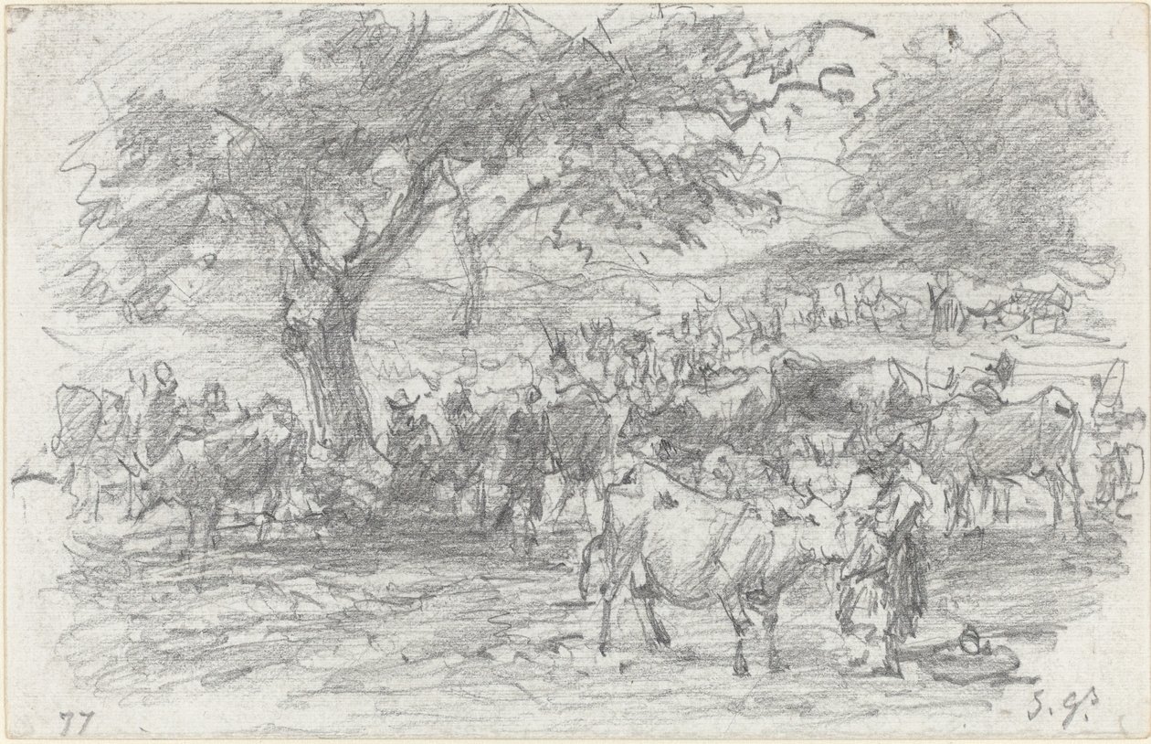 Hirten und Vieh von Eugène Boudin