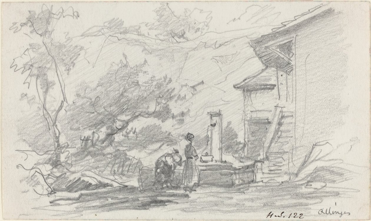 Frauen an einem Brunnen, Allinges von Eugène Boudin