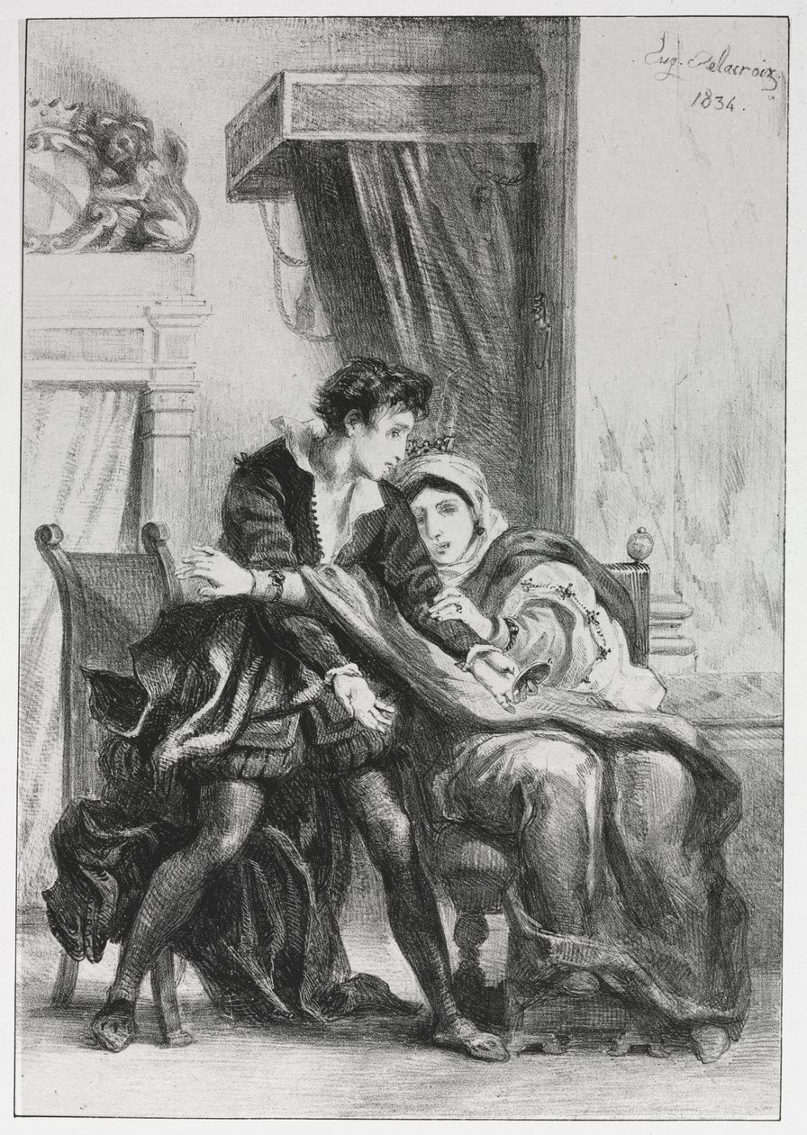 Hamlet und die Königin von Eugène Delacroix