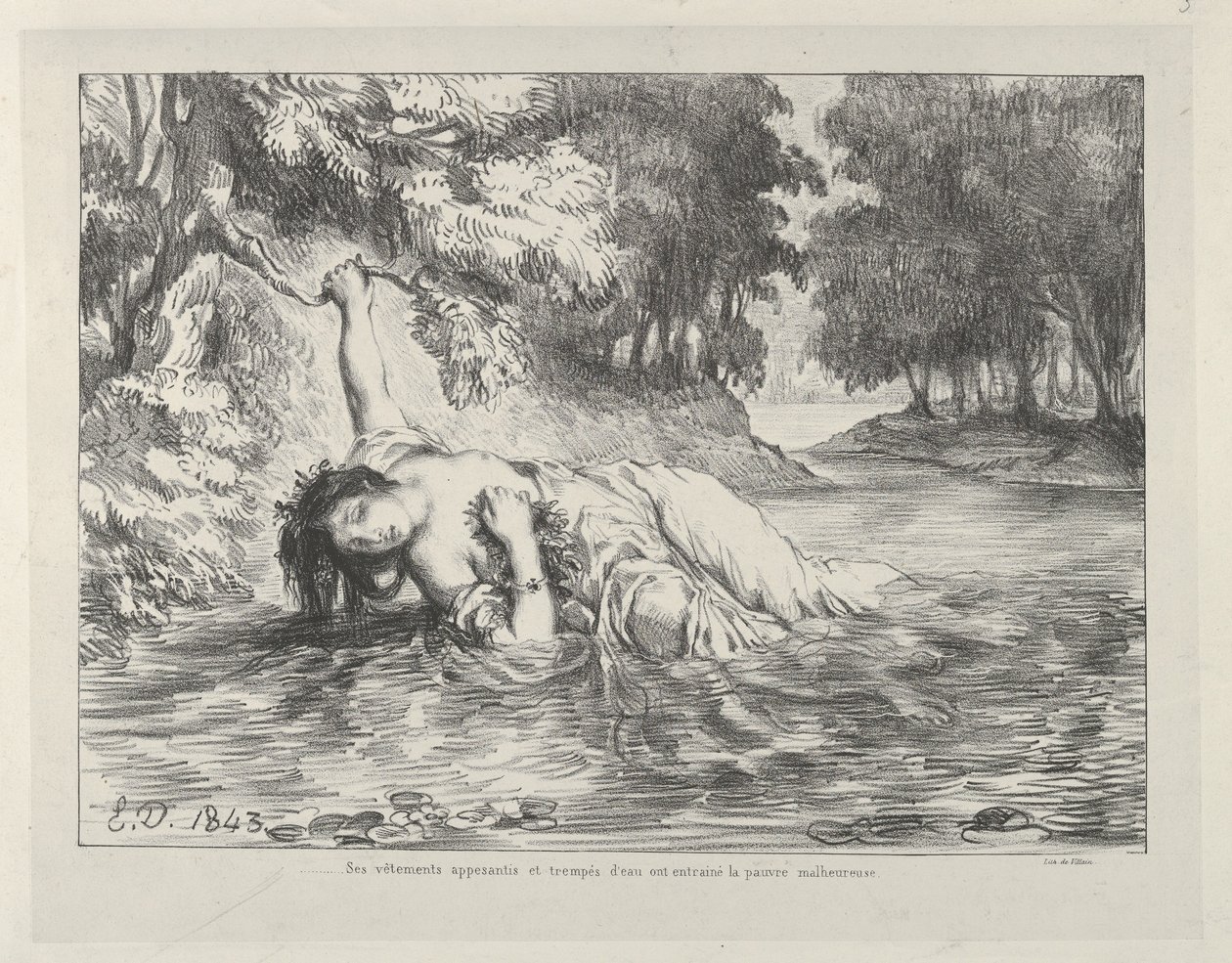 Der Tod der Ophelia, 1843, 1843 von Eugène Delacroix