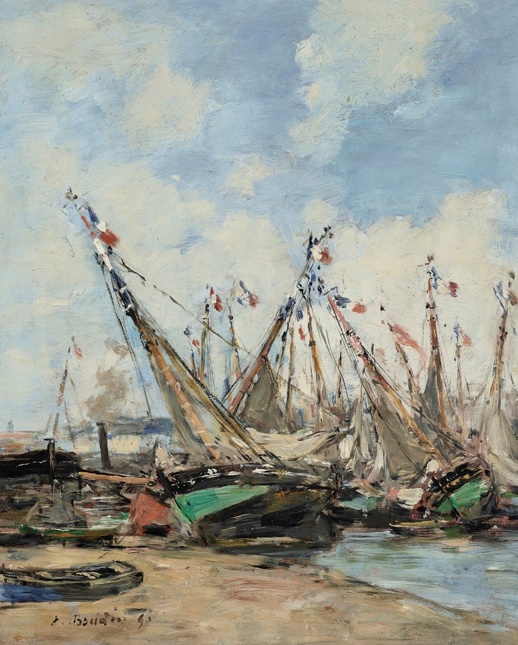 Trouville, der Hafen, gestrandete Segelboote von Eugene Louis Boudin
