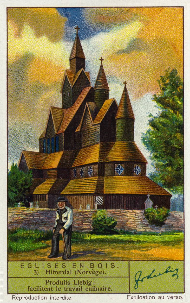 Stabkirche von Heddal, Norwegen (Chromolithografie) von European School